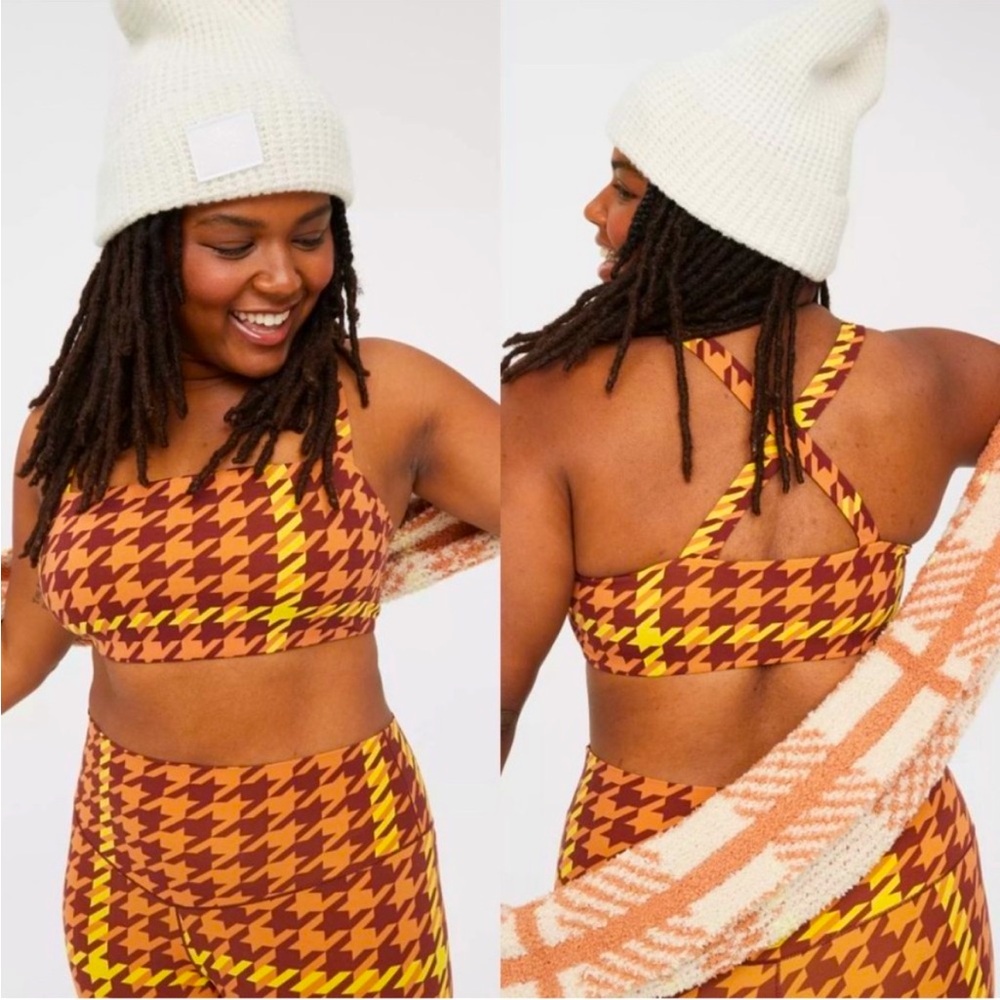 Aerie Burgundy and Yellow Sports Bra